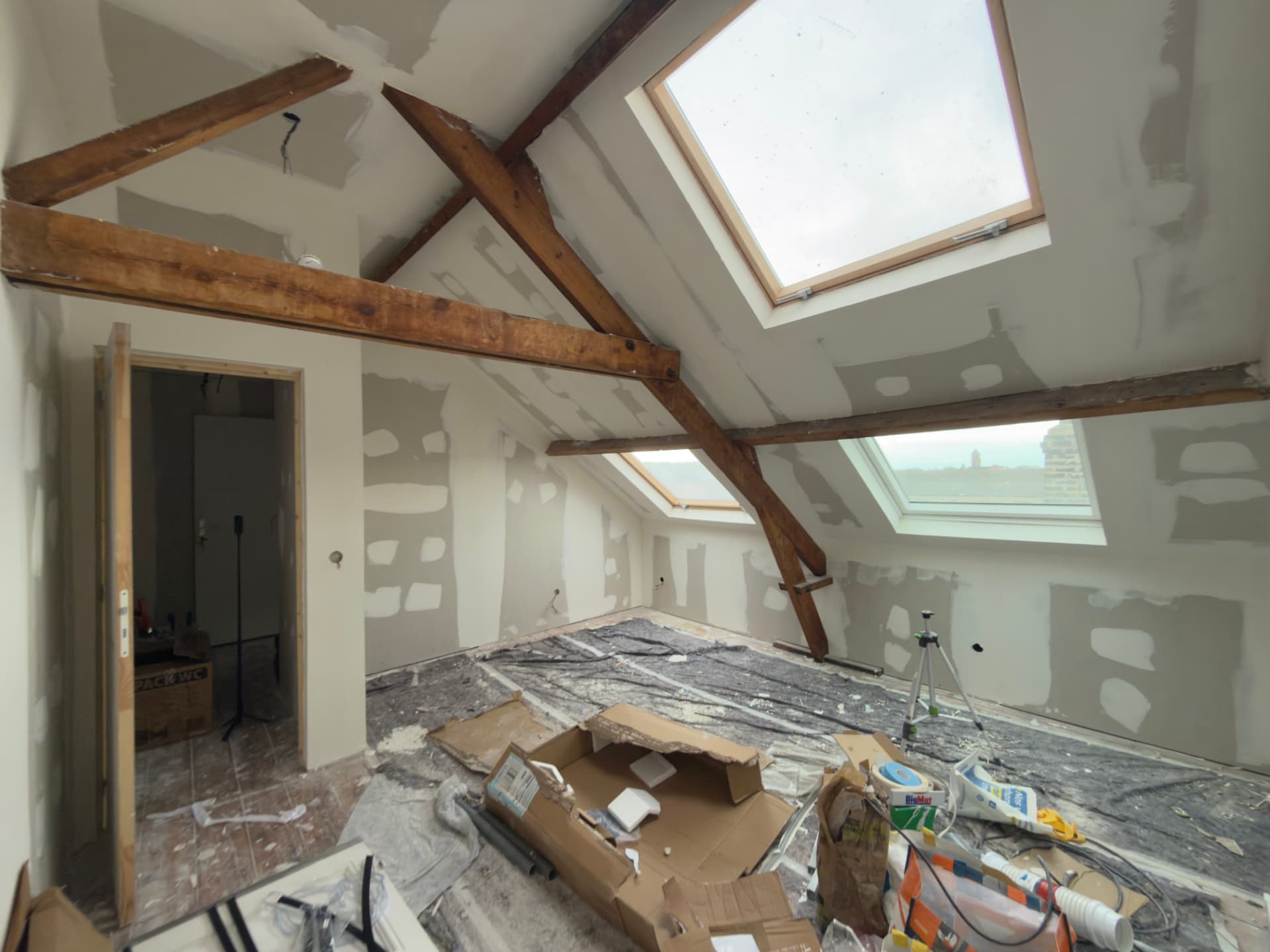 Combles pendant les travaux